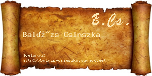 Balázs Csinszka névjegykártya