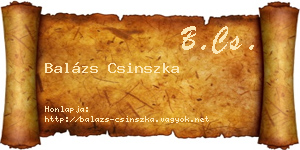 Balázs Csinszka névjegykártya